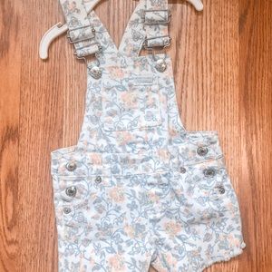 Floral jean overalls